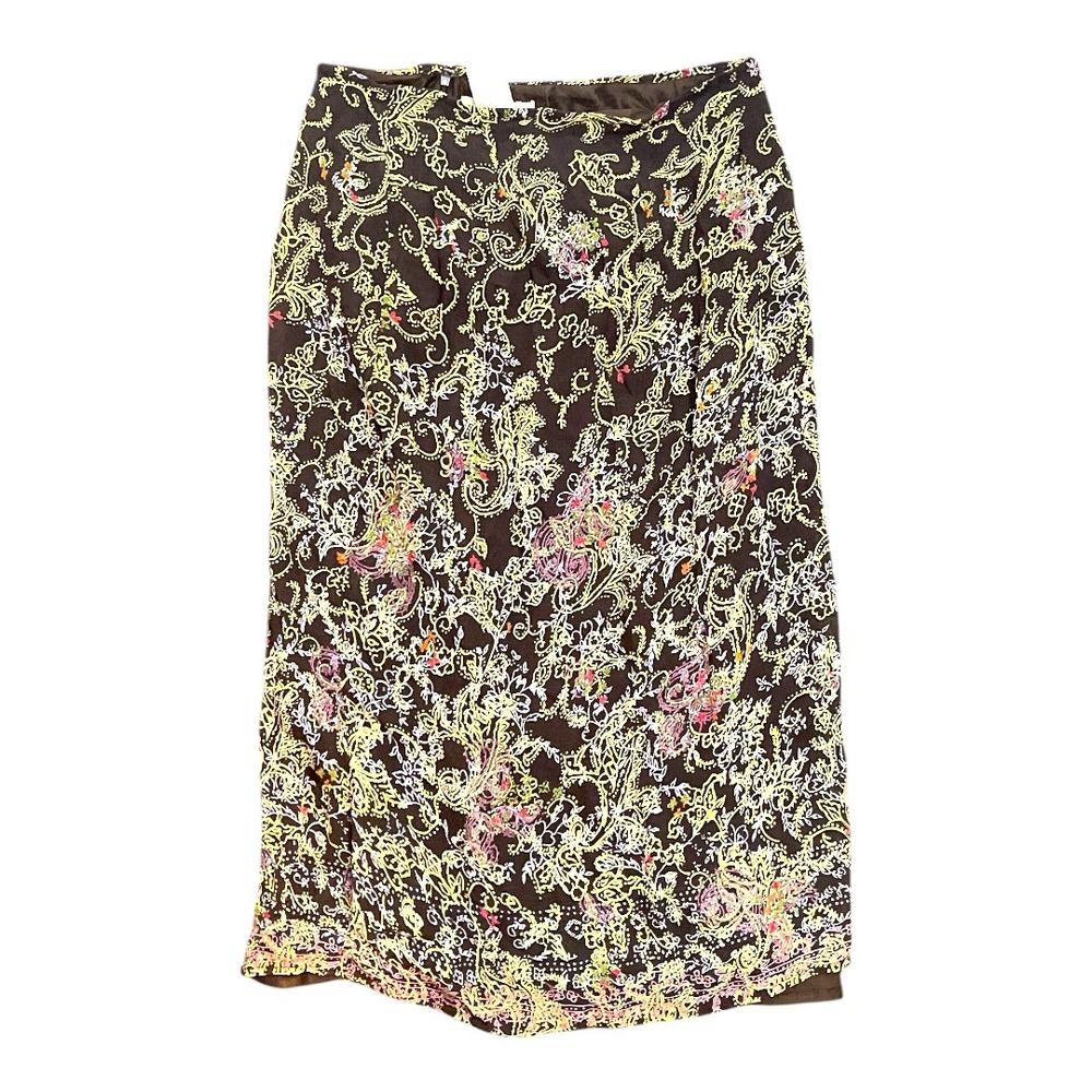 Free People Vintage Y2K Brown Patterned MIDI Skirt 9